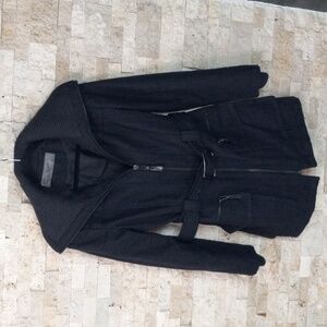 ZARA Wool Blend Heavy Jacket Belted Multiple Pockets Gray Sz M